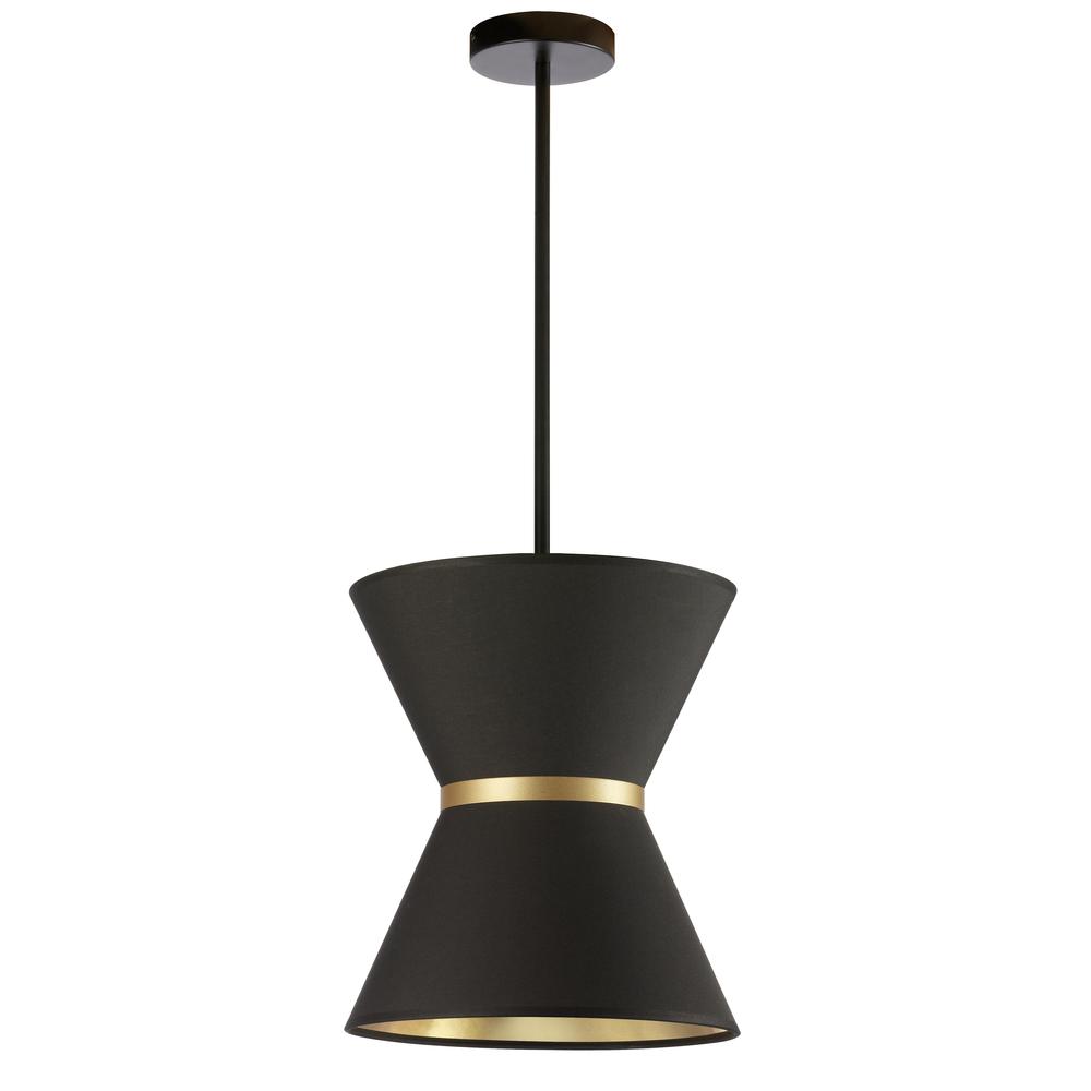 1LT Incand Pendant, MB, GLD ring, BK/GLD Shade