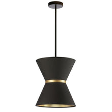 1LT Incand Pendant, MB, GLD ring, BK/GLD Shade