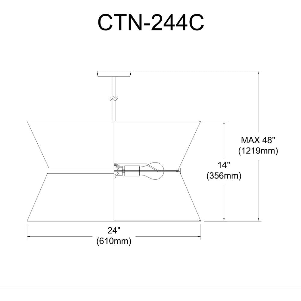 4LT Incandescent Chandelier, MB, WH Shade