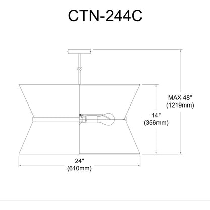 4LT Incandescent Chandelier, MB, WH Shade