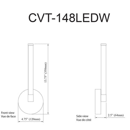 8W Wall Sconce, AGB, WH Acrylic Diff