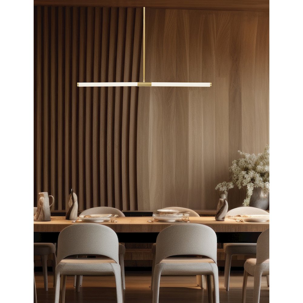 20W Horizontal Pendant Aged Brass with White Acrylic Diffusers
