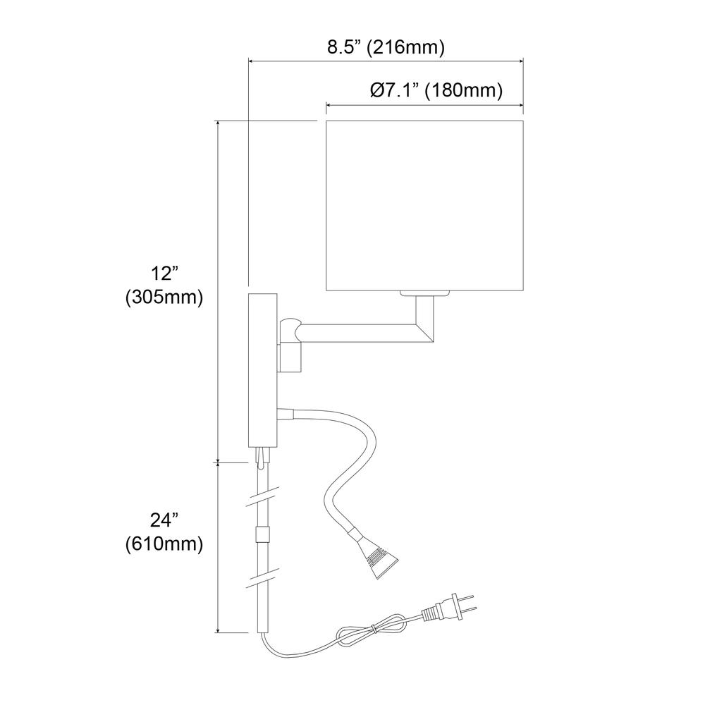 Wall Sconce,Reading Lamp, PC Finish