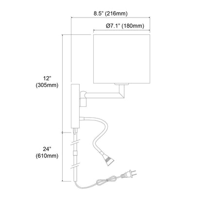 Wall Sconce,Reading Lamp, PC Finish