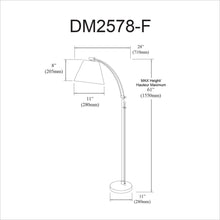 1LT Incan Adjustable Floor Lamp, AGB, WH Shade