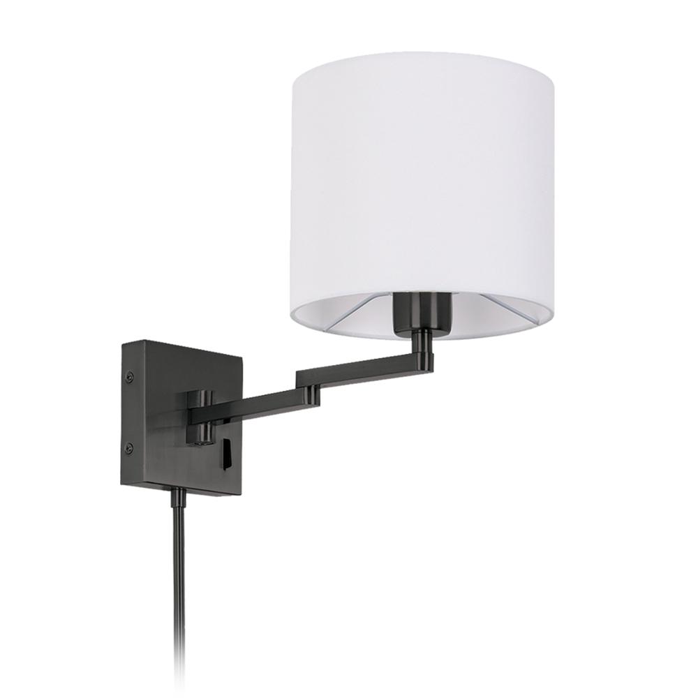 1LT Double Swing Arm Wall Lamp, MB, WH Shade