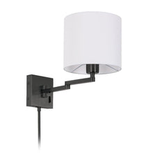 1LT Double Swing Arm Wall Lamp, MB, WH Shade
