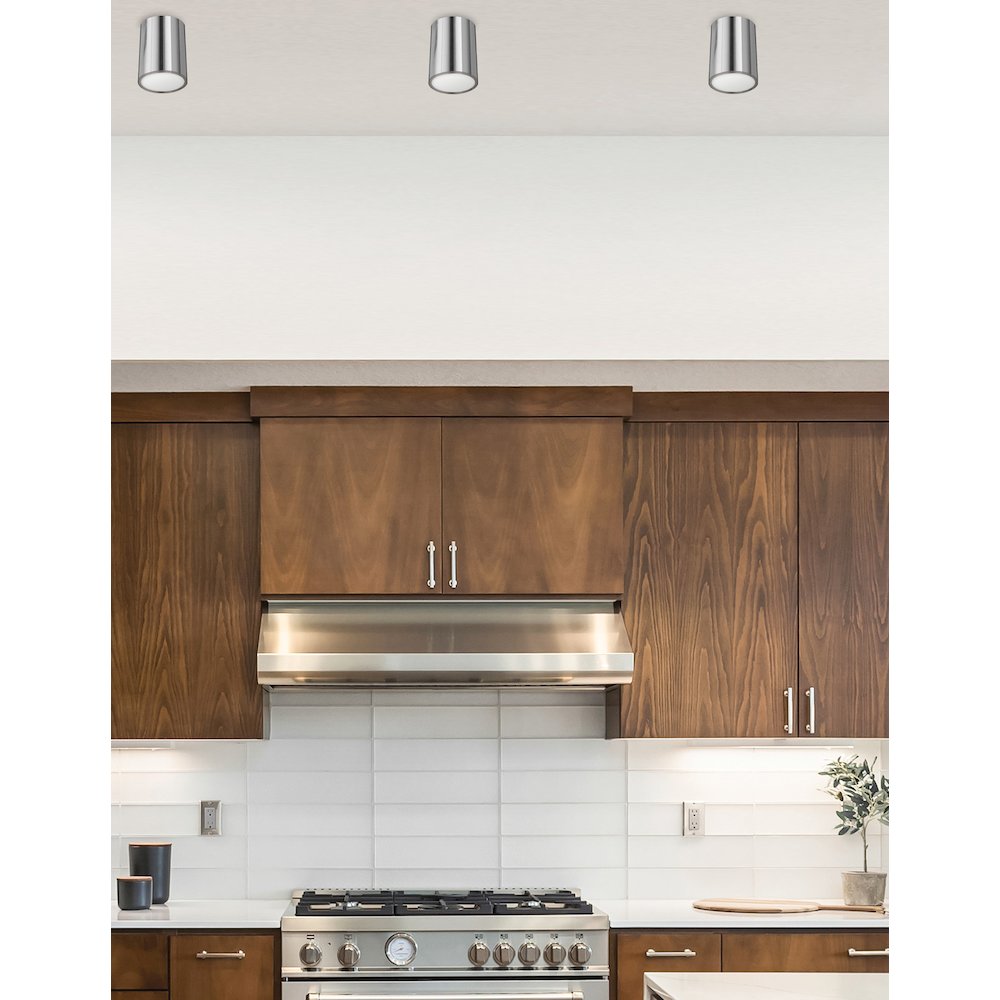 12W Flush Mount Polished Chrome with Frosted Acrylic Diffuser