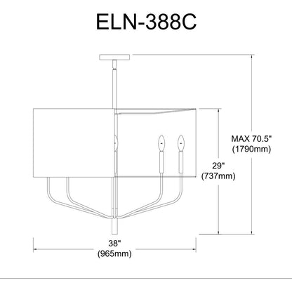 8LT Incandescent Chandelier, AGB, WH Shade