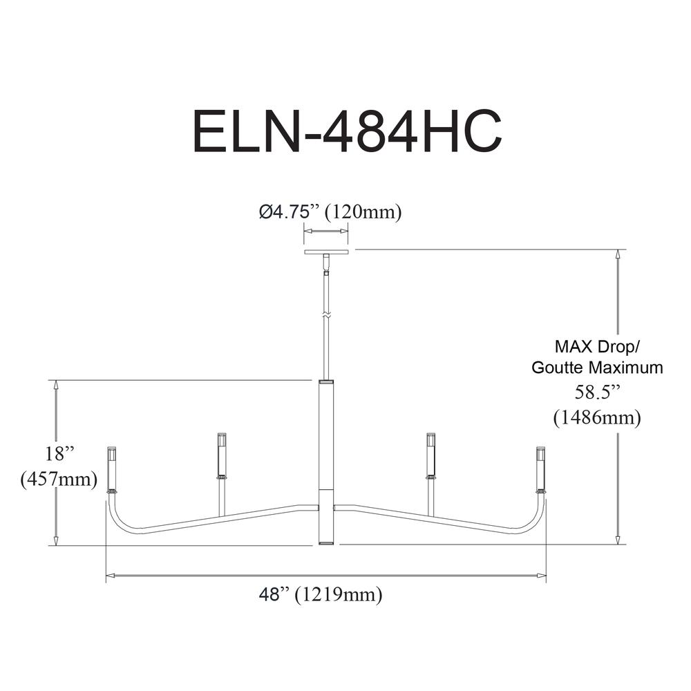 4LT Incandescent Horiz Chandelier, MB