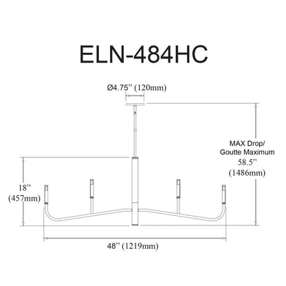 4LT Incandescent Horiz Chandelier, MB