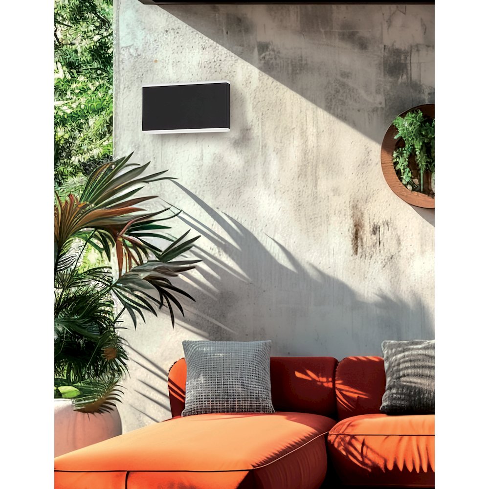 20W Outdoor Wall Sconce, Matte Black with Frosted Acrylic Diffuser