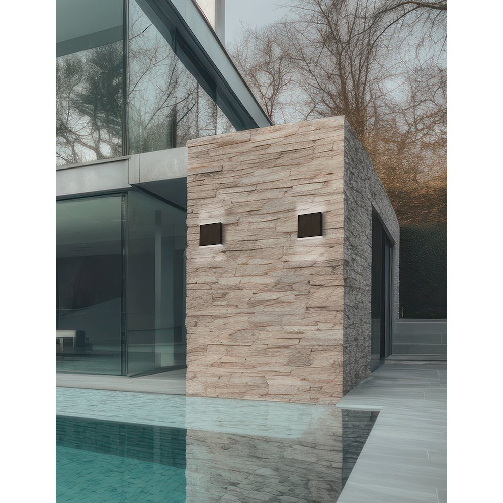 15W LED Outdoor Wall Sconce, Matte Black with Frosted Acrylic Diffuser