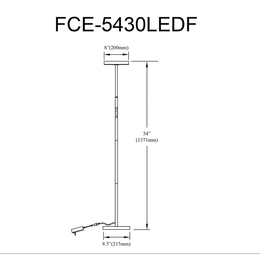 30W Floor Lamp Satin Nickel with White Acrylic Diffuser
