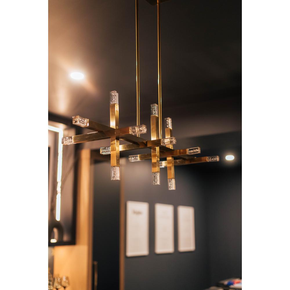 48W Horiz Chandelier, AGB, Acrylic Diffuser