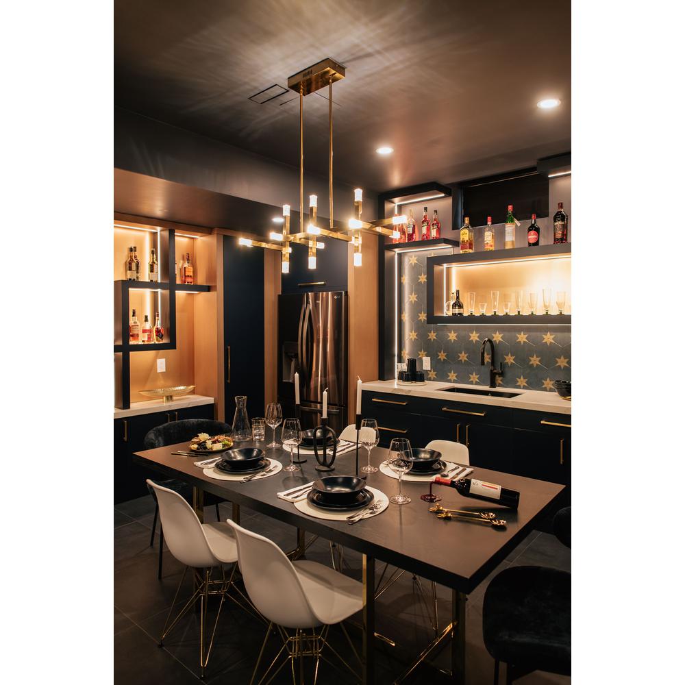 48W Horiz Chandelier, AGB, Acrylic Diffuser