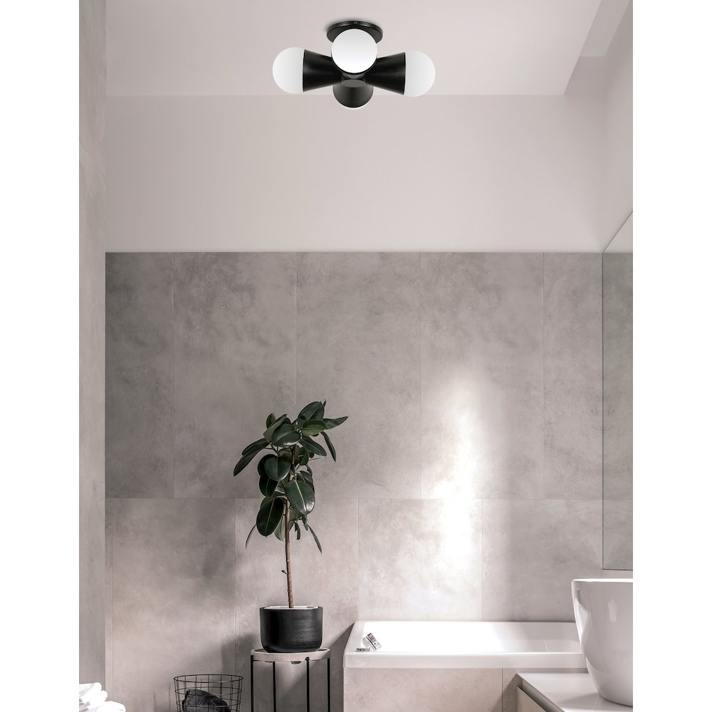 4 Light Incandescent Flush Mount Matte Black