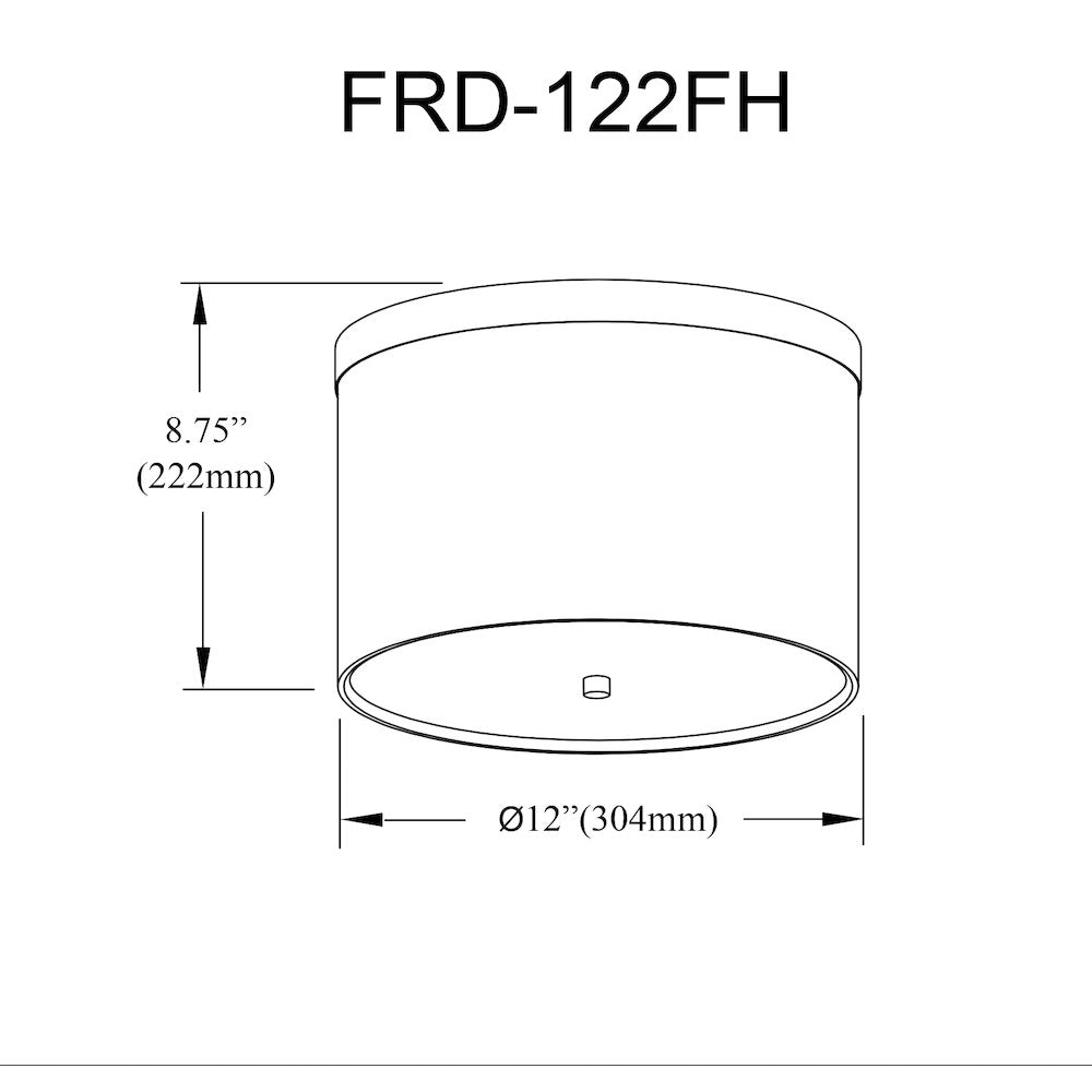 2 Light Flush Mount Matte Black with White Shade