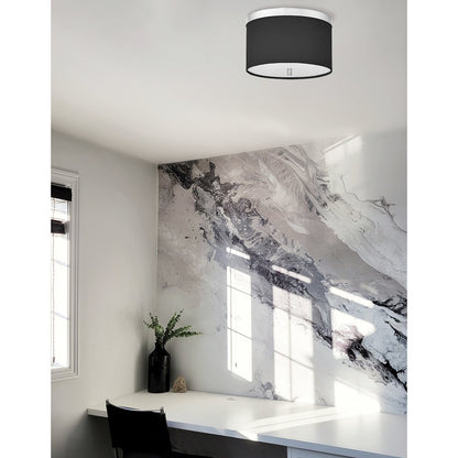 2 Light Flush Mount Polished Chrome with Black Shade