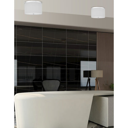 2 Light Flush Mount Polished Chrome with White Shade