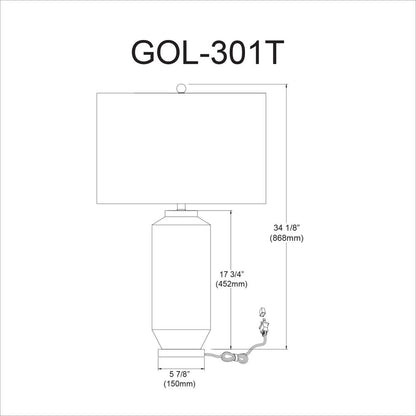 1LT Incandescent Table Lamp, WH, WH Shade