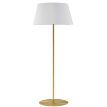 1 Light Incandescent Round Base Floor Lamp Aged Brass with White Shade