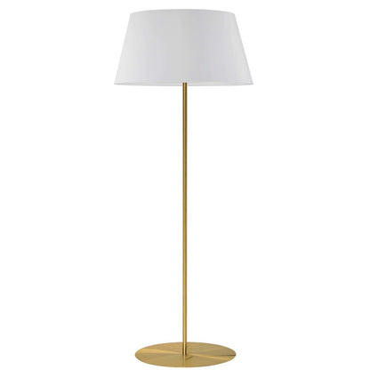 1 Light Incandescent Round Base Floor Lamp Aged Brass with White Shade
