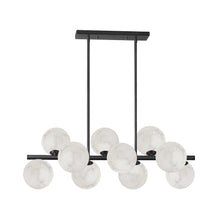 10 Light Matte Black Horizontal Pendant w/ Alabaster Glass