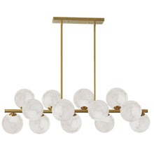 13 Light Aged Brass Horizontal Pendant w/ Alabaster Glass
