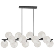 13 Light Matte Black Horizontal Pendant w/ Alabaster Glass