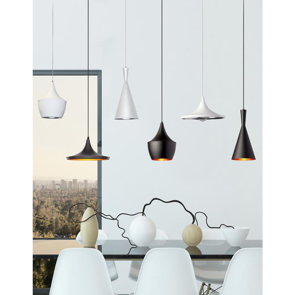 1LT Incan Pendant White,Silver Pebbled Interior