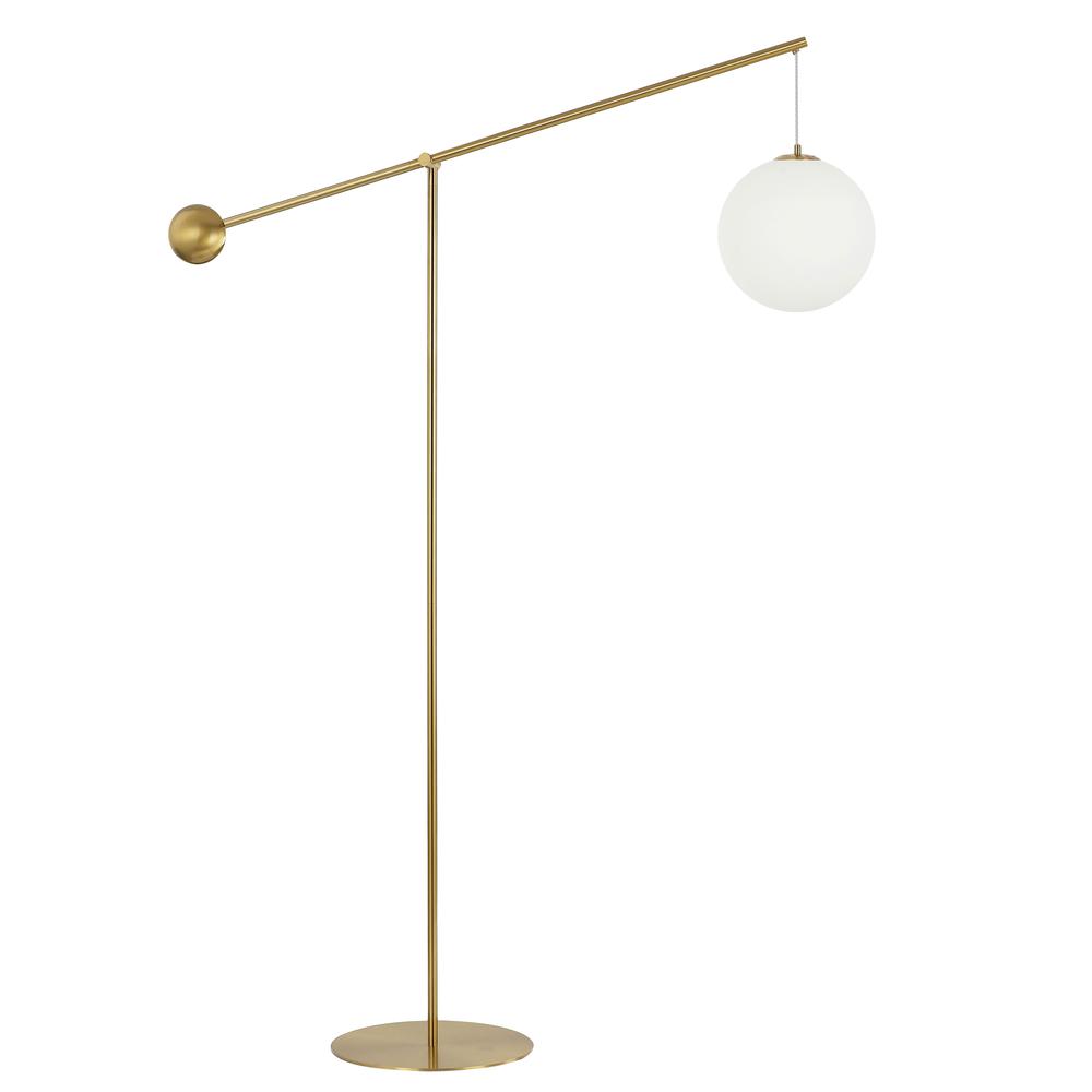 1 LT Incandescent Floor Lamp, AGB, Opal Glass