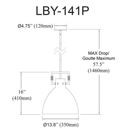 1LT Incandescent Pendant, MB, MB Metal Shade