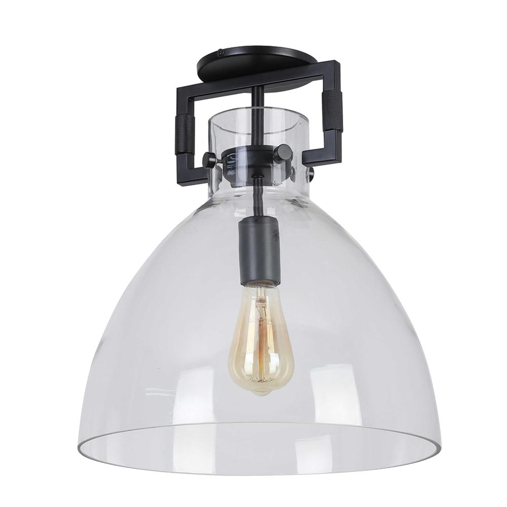 1LT Semi-Flush Mount, MB, CLR Glass