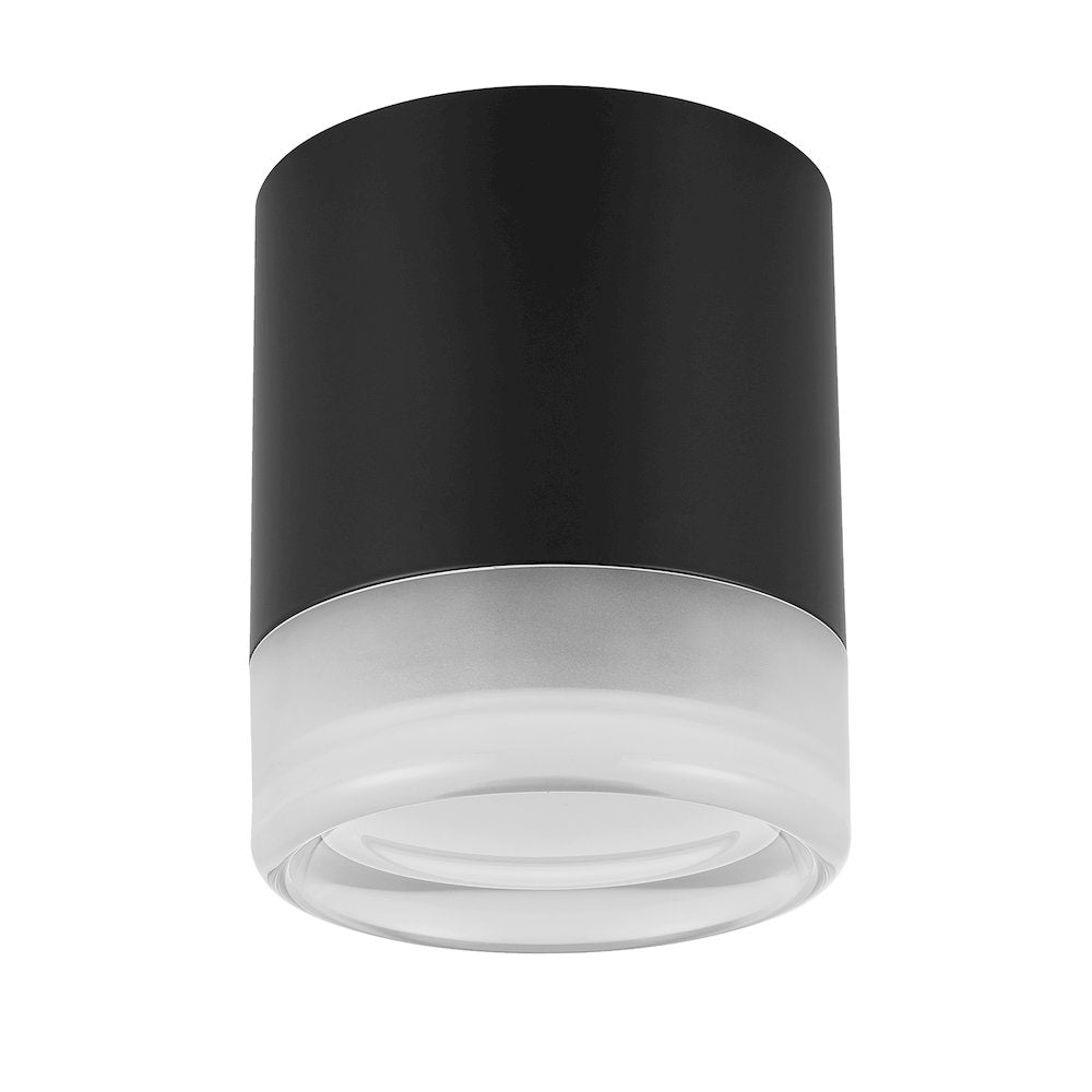 15W Flush Mount in Matte Black w/ Clear & Frosted Acrylic Diffuser