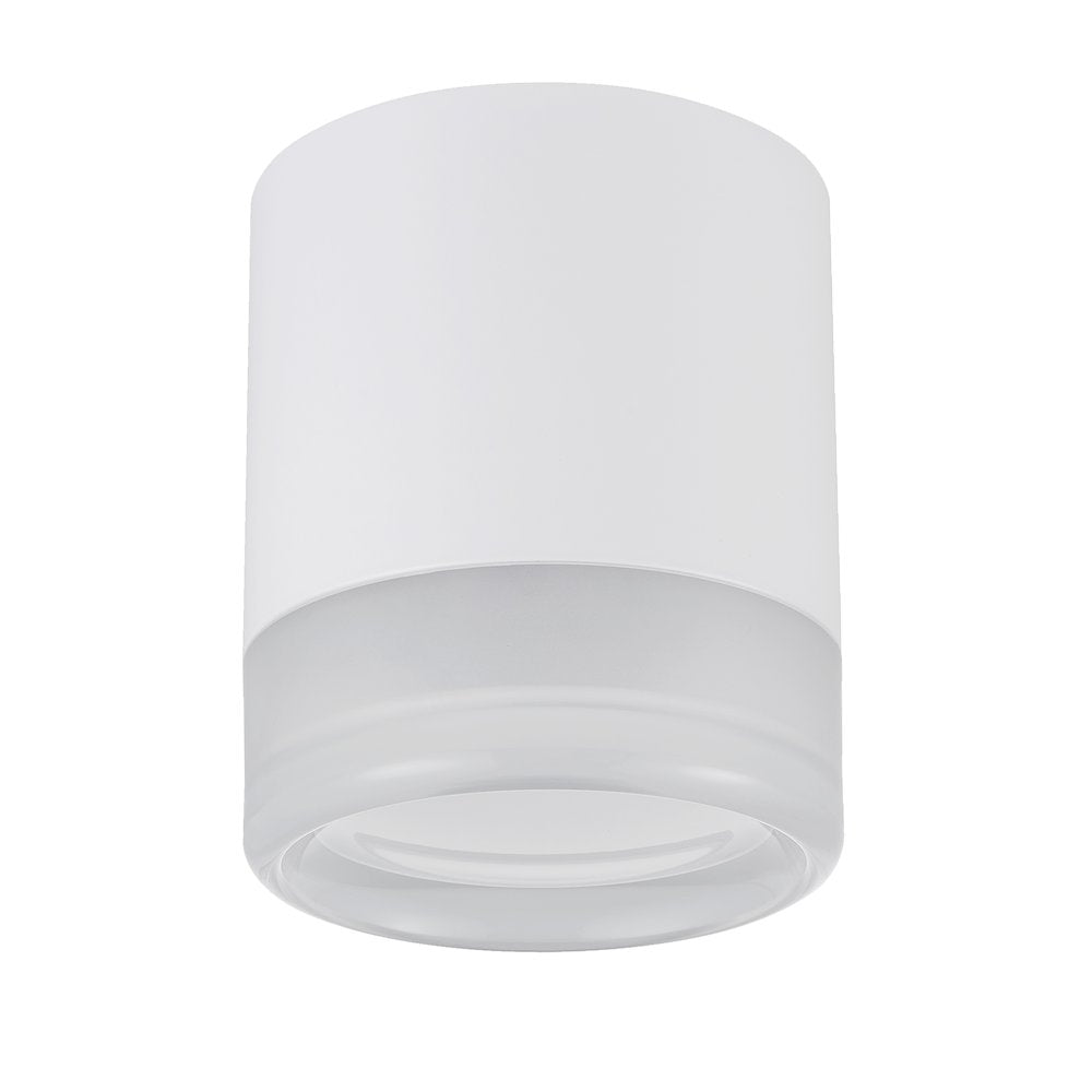 15W Matte White Flush Mount w/ Clear & Frosted Acrylic Diffuser