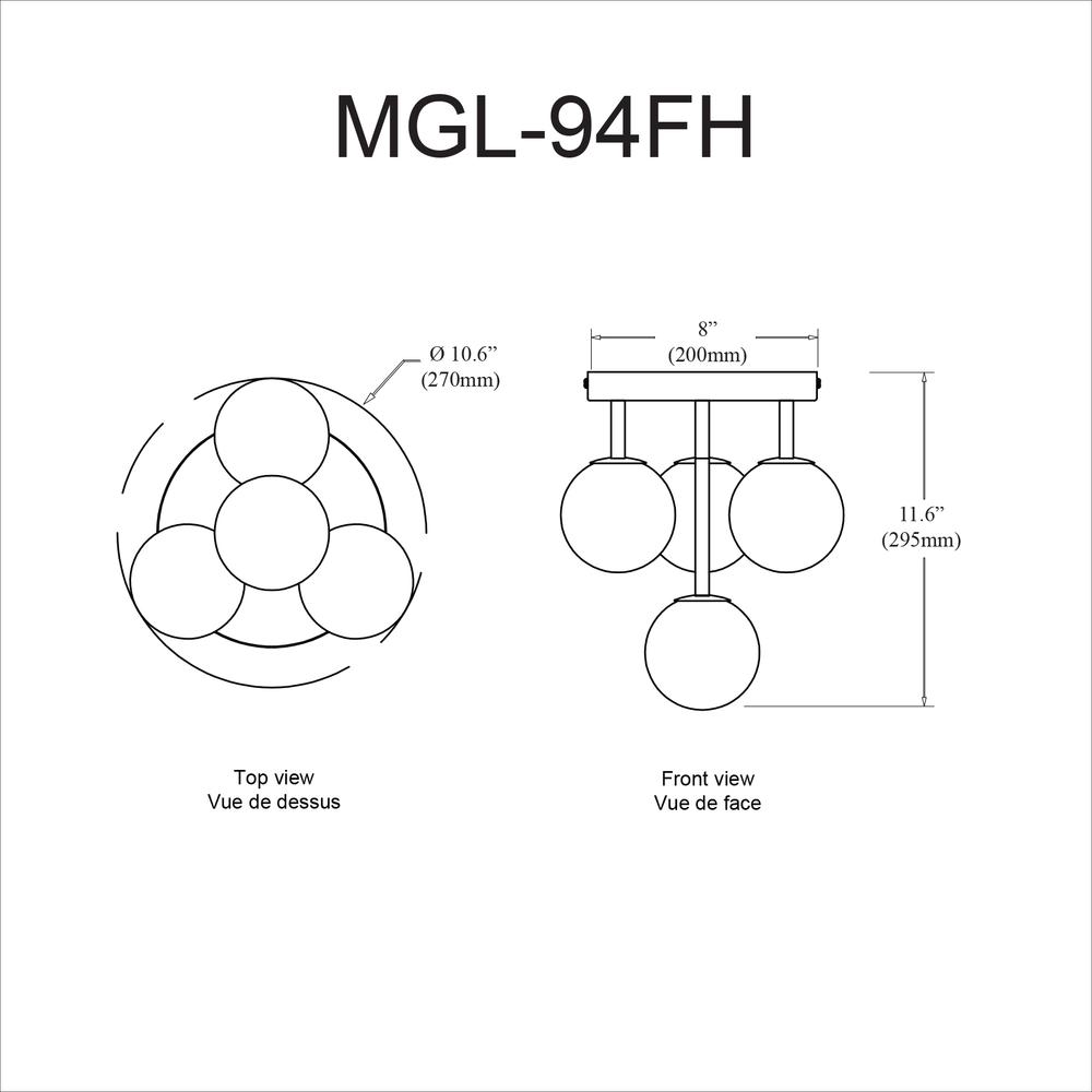 4LT Flush Mount, AGB, Opal Glass