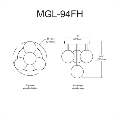 4LT Flush Mount, AGB, Opal Glass
