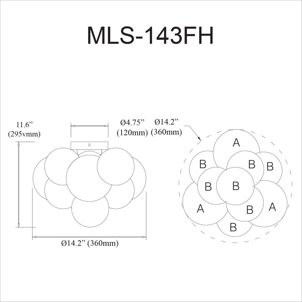 3LT Flush Mount,  MB, FR Glass