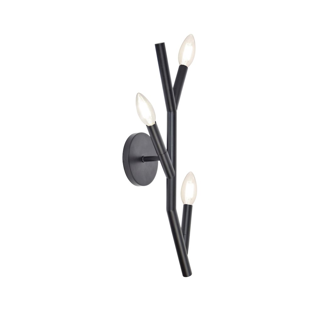 3 Light Incandescent Wall Satin Chrome Matte Black