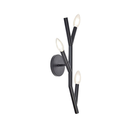 3 Light Incandescent Wall Satin Chrome Matte Black
