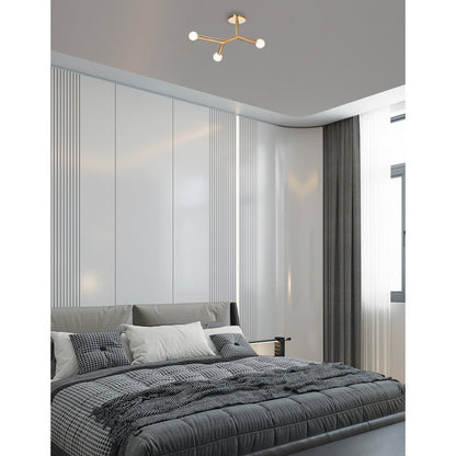3 Light Semi-Flush in Aged Brass
