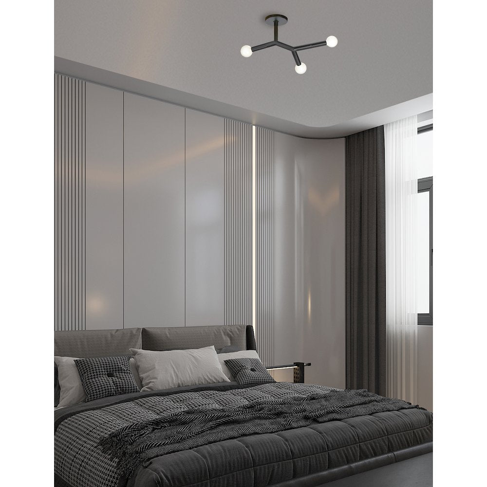 3 Light Semi-Flush in Matte Black