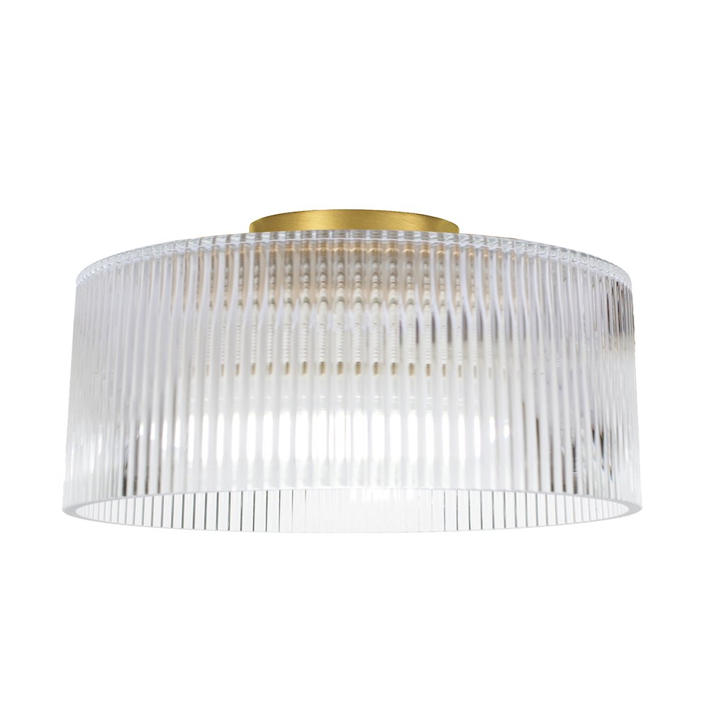 1 Light Flush Mount in Aged Brass w/ Fluted Glass