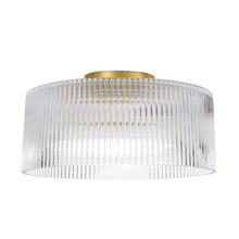 1 Light Flush Mount in Aged Brass w/ Fluted Glass