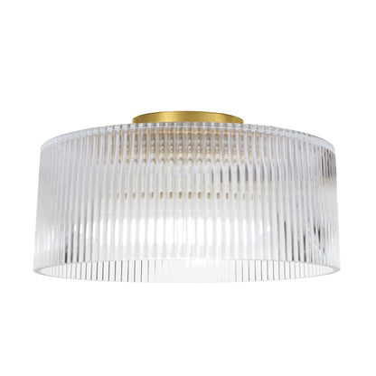 1 Light Flush Mount in Aged Brass w/ Fluted Glass