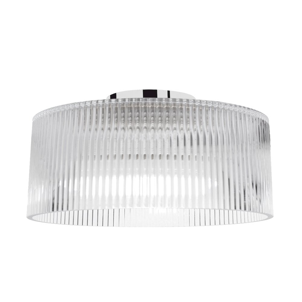 1 Light Flush Mount in Polished Chrome w/ Fluted Glass