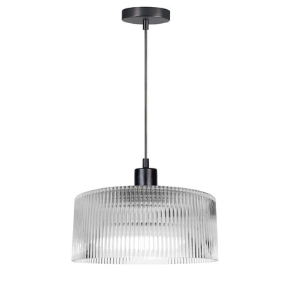 1 Light Pendant in Matte Black w/ Fluted Glass