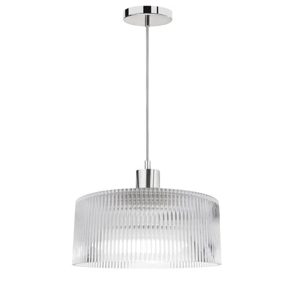 1 Light Pendant in Polished Chrome w/ Fluted Glass