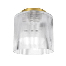 1 Light Flush Mount in Aged Brass w/ Fluted Glass